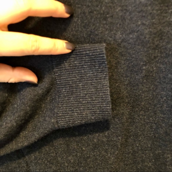 Banana Republic Sweater with Merino Wool; Dark Blue V Neck with Satin-like Back - Picture 3 of 7